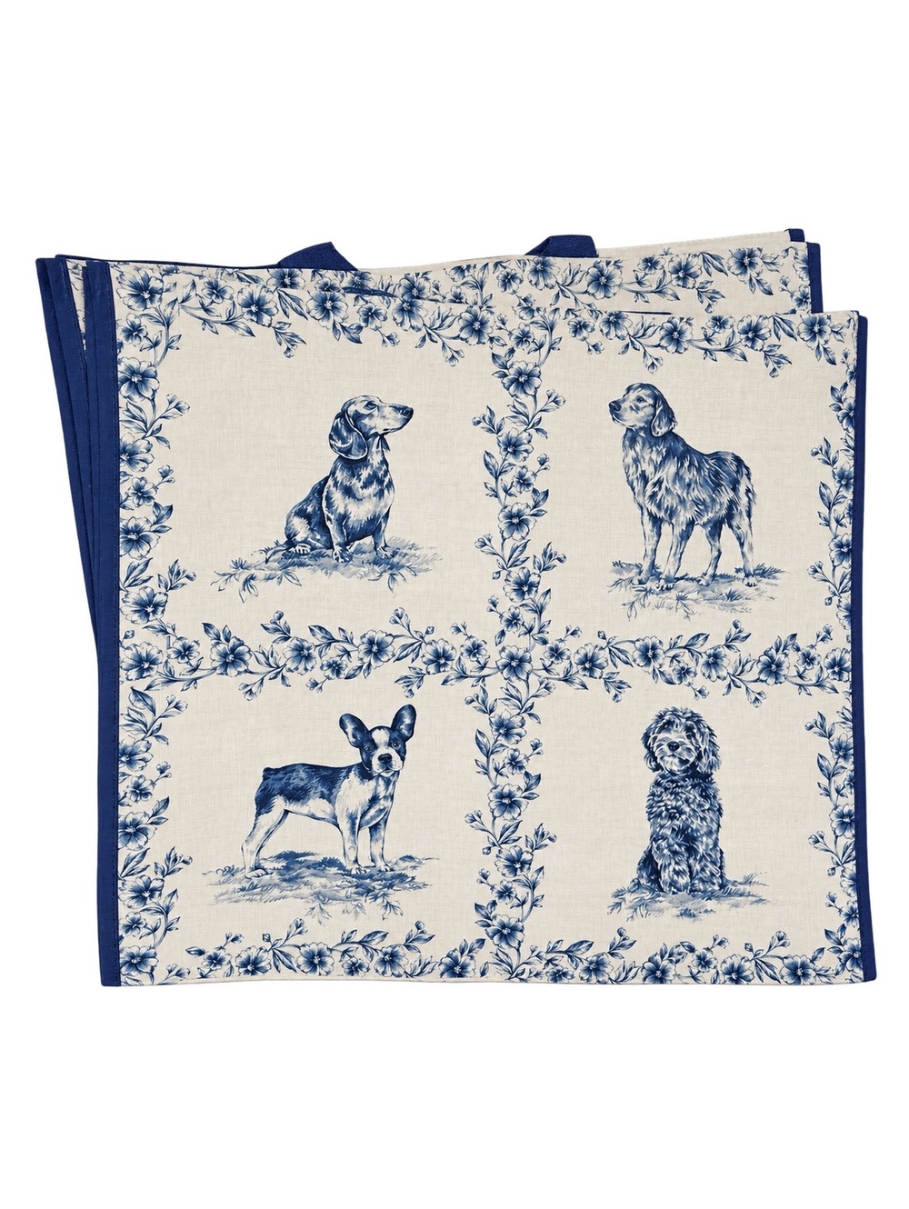 Blue Dog Toile Tote Bag